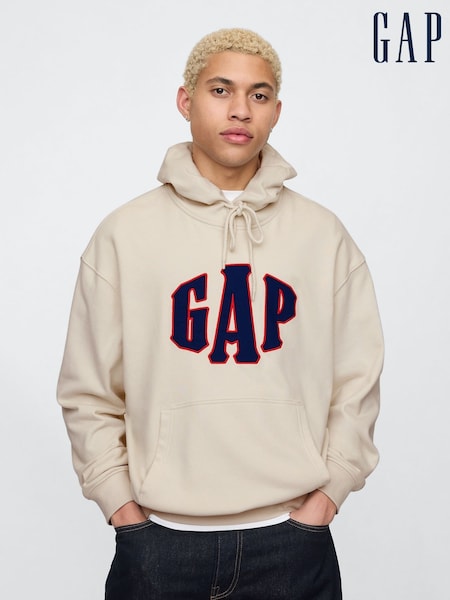 Gap Beige Vintage Soft Oversized Logo Hoodie (F36070) | £50