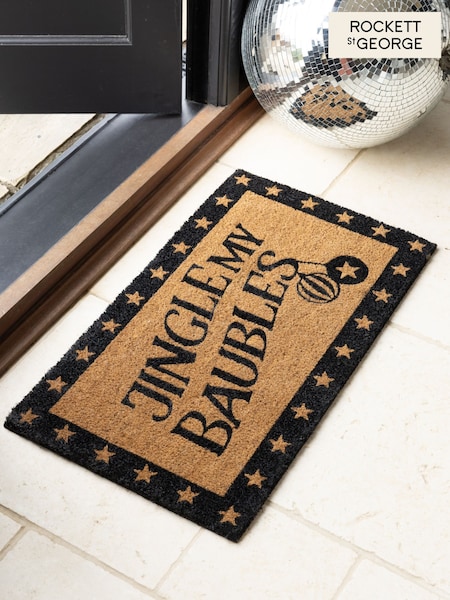 Rockett St George Natural Jingle My Baubles Christmas Slogan Cushion (F36110) | £26