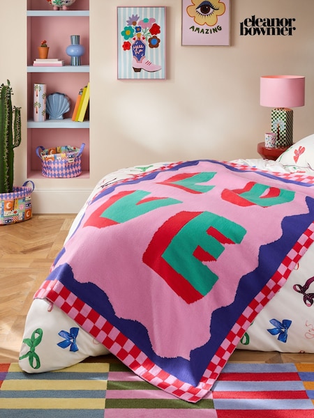 Eleanor Bowmer Multi Love Slogan Knitted Throw (F36201) | £50