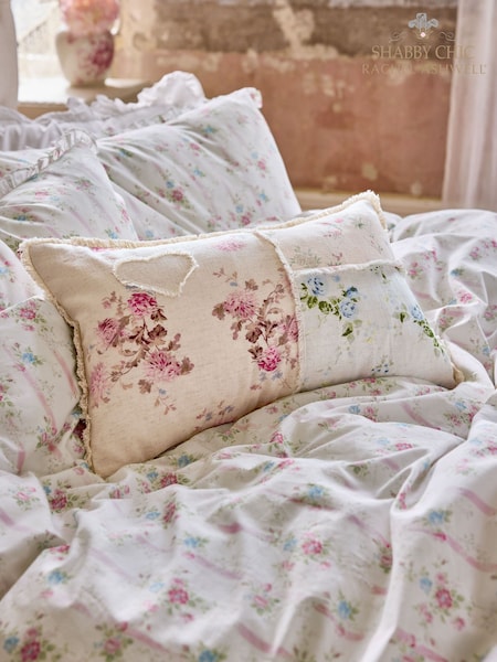 Shabby Chic by Rachel Ashwell® Floral Print Patchwork Cotton Linen Cushion (F36208) | £24