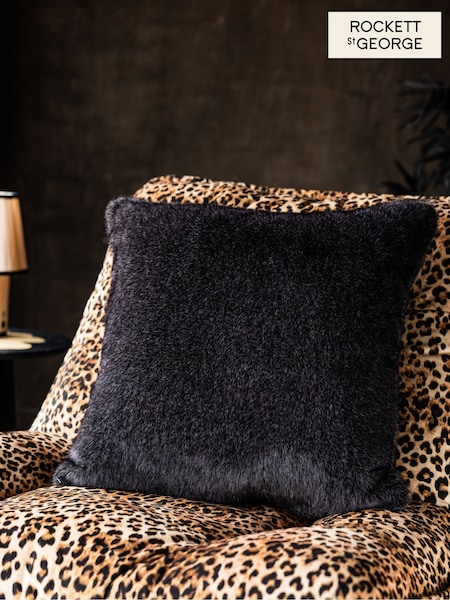 Rockett St George Black Luxe Faux Fur Cushion (F36213) | £22