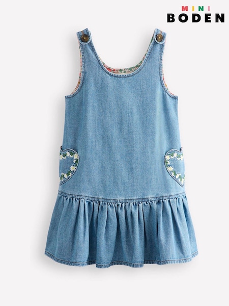 Boden Blue Heart Pocket Pinafore Dress (F36359) | £29 - £35