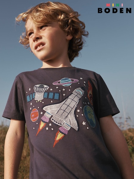 Boden Blue Space Glow Superstitch 100% Cotton T-Shirt (F36363) | £21 - £23