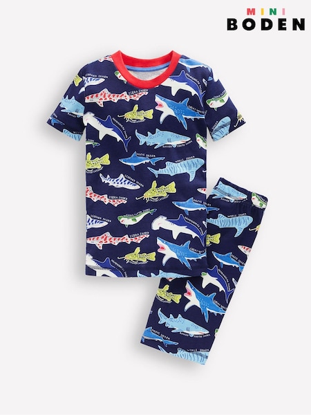 Boden Blue Snug Short John Glow Pyjamas (F36398) | £23 - £32