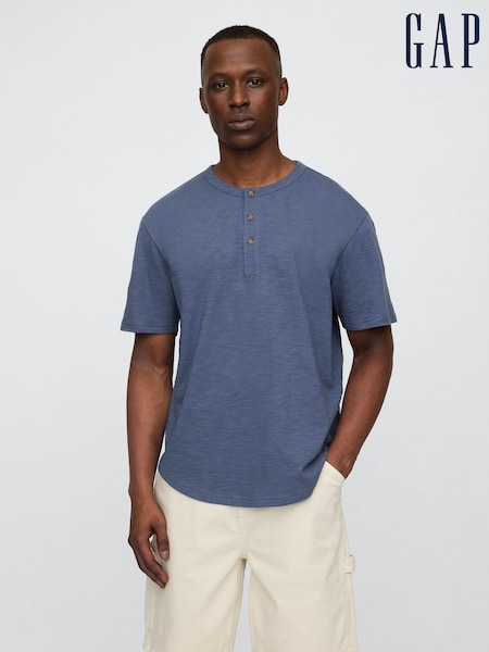 Gap Blue Short Sleeve Henley T-Shirt (F36559) | £16