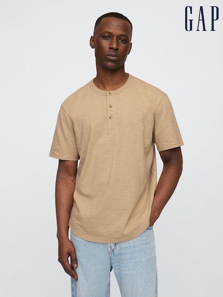 Gap Beige Short Sleeve Henley T-Shirt (F36579) | £16