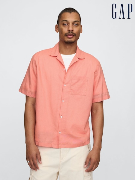 Gap Coral Pink Linen-Cotton Short Sleeve Shirt (F36594) | £45