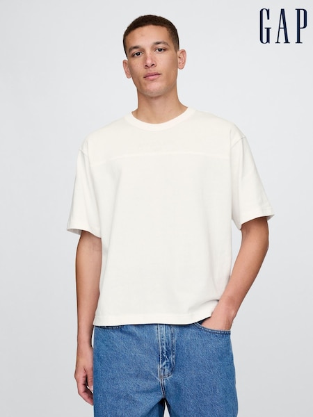 Gap Cream Oversized Athletic Logo T-Shirt (F36609) | £25