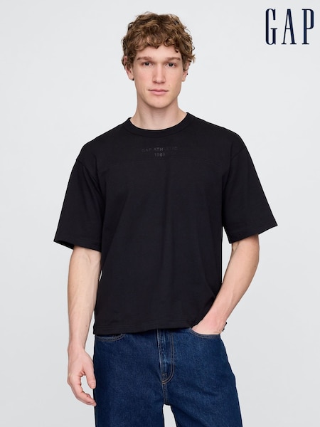 Gap Black Oversized Athletic Logo T-Shirt (F36612) | £30