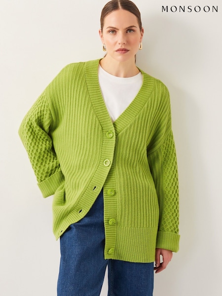 Monsoon Green Opal Oversized Knit Cardigan (F36652) | £65
