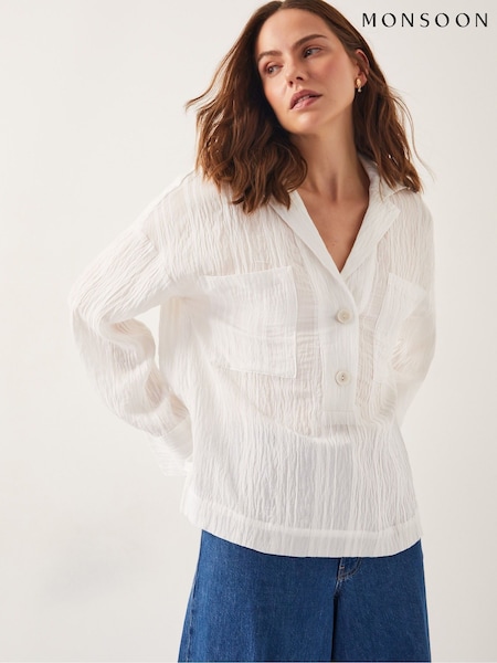 Monsoon White Tilda Textured Shirt (F36656) | £49