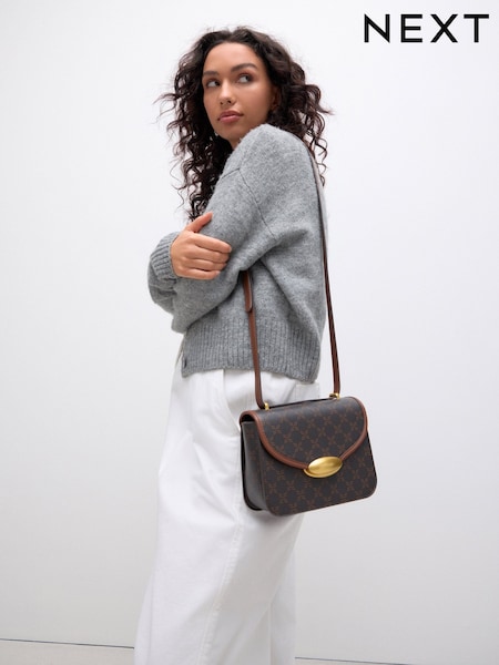 Brown Black/White Structured Cross-Body Bag (F36697) | £32