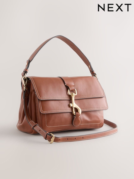 Tan Brown Leather Buckle Cross-Body Bag (F36710) | £90