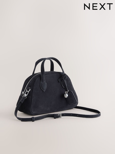 Navy Leather Mini Bowler Bag (F36715) | £49