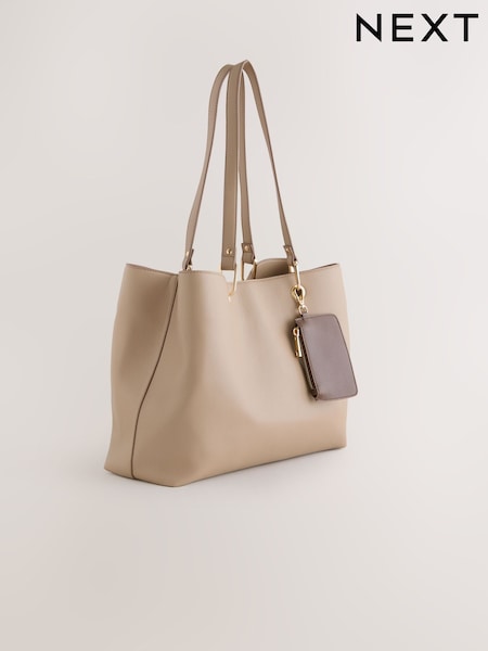 Taupe Structured Shoulder Bag with Detachable Purse (F36730) | £45