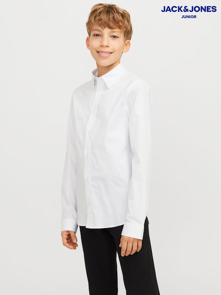 JACK & JONES Junior Stretch Long Sleeve White Shirt (F36767) | £22