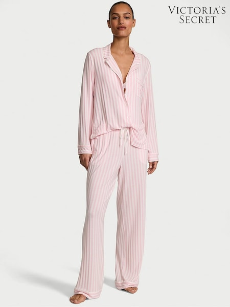 Victoria's Secret Pretty Blossom Pink Stripe Modal Long Pyjama Set (F37220) | £59