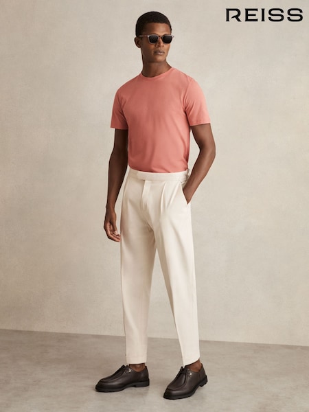 Reiss Salmon Pink Bless Cotton Crew Neck T-Shirt (F37234) | £28