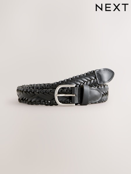 Black Hand Plaited Leather Belt (F37286) | £0