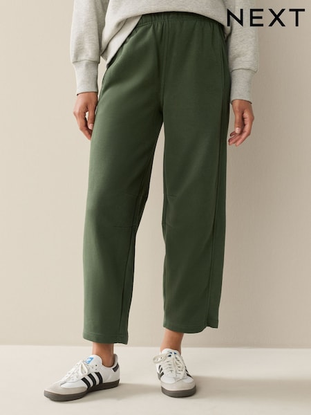 Khaki Green Supersoft Peached Essentials Barrel Leg Cocoon Joggers (F37317) | £24