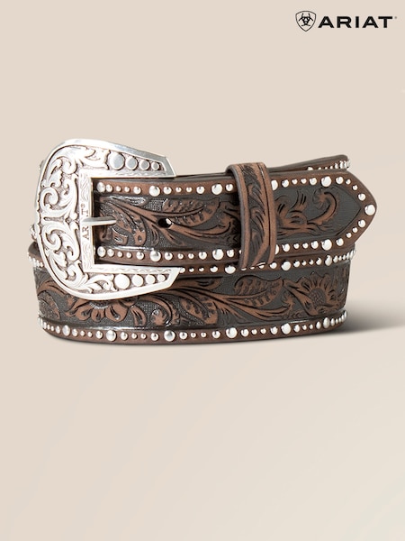 Ariat Western Studded Tooled Embossed Leather Belt (F37500) | £75