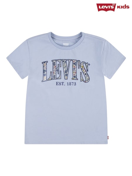 Levi's Blue Floral Print Graphic Logo T-Shirt (F37598) | £18 - £20