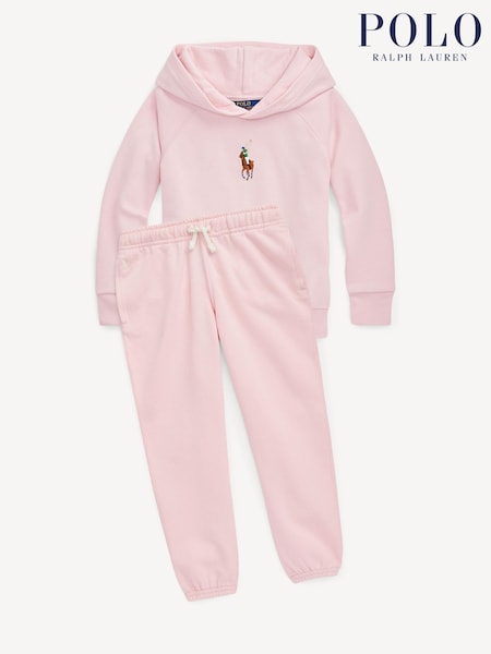 Polo Ralph Lauren Pink Girls Pony Logo Hoodie and jogger set (F37693) | £79