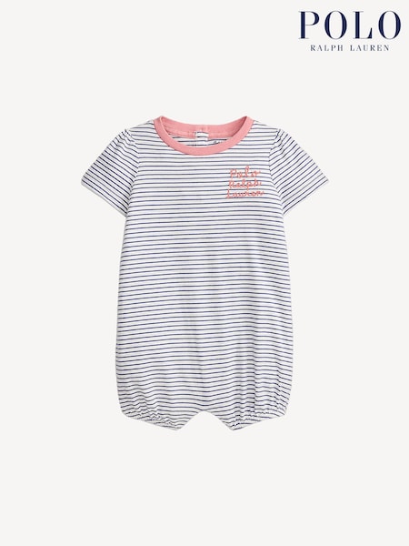 Polo Ralph Lauren Blue 100% Cotton Jersey Rompersuit (F37695) | £65