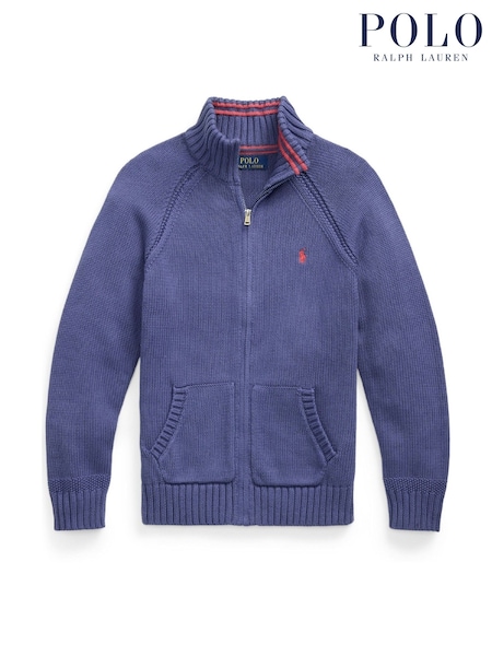 Polo Ralph Lauren Blue Zip Through 100% Cotton Hoodie (F37712) | £105 - £115