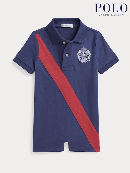 Polo Ralph Lauren Blue Jersey Short Sleeve Rompersuit (F37716) | £75