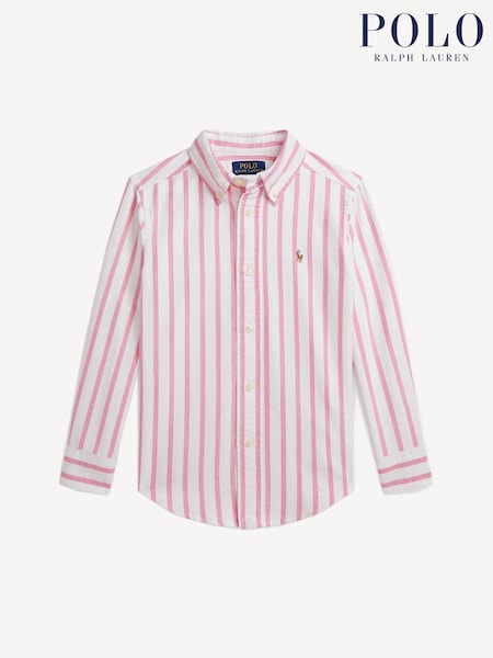 Polo Ralph Lauren Pink Classic Oxford Long Sleeve 100% Cotton Shirt (F37717) | £75 - £79