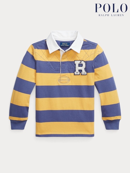 Polo Ralph Lauren Blue/ yellow Boys Stripe Block Jersey Rugby Shirt (F37718) | £105 - £115
