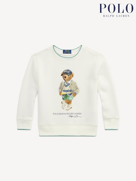 Polo Ralph Lauren Cream Graphic Fleece Long Sleeve Sweatshirt (F37734) | £99 - £109