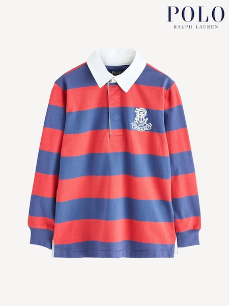 Polo Ralph Lauren Red 16/1 Jersey Long Sleeve 100% Cotton Rugby Shirt (F37741) | £99 - £109