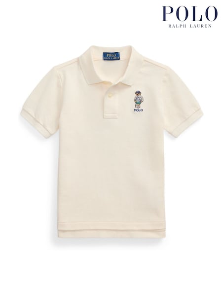 Polo Ralph Lauren Cream 20/1 Basic Mesh Short Sleeve 100% Cotton Polo Shirt (F37745) | £89 - £99
