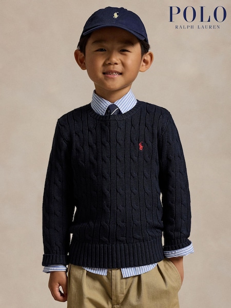 Polo Ralph Lauren Blue Cable Knit Jumper (F37750) | £109