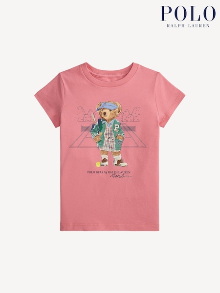 Polo Ralph Lauren Pink Girls Polo Bear Graphic T-Shirt (F37875) | £49 - £55