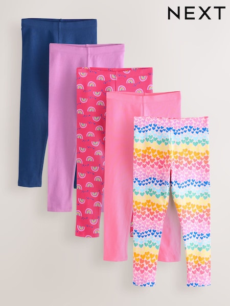 Rainbow/Heart/Pink Leggings 5 Pack (3-16yrs) (F37936) | £20 - £28