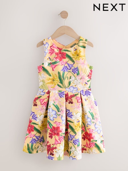 Kew Gardens Floral Print Cut Out Detail Scuba Occasion Dress (1.5-16yrs) (F37949) | £30 - £38