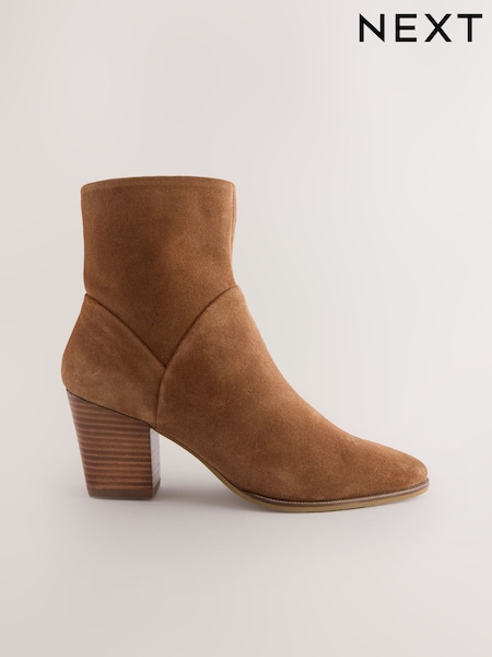Tan Brown Suede Forever Comfort® Western Block Heel Ankle Boots (F37953) | £65