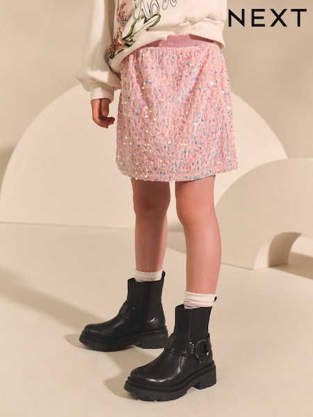 Light Pink Velour Sequin Skirt (3-16yrs) (F37970) | £12 - £17