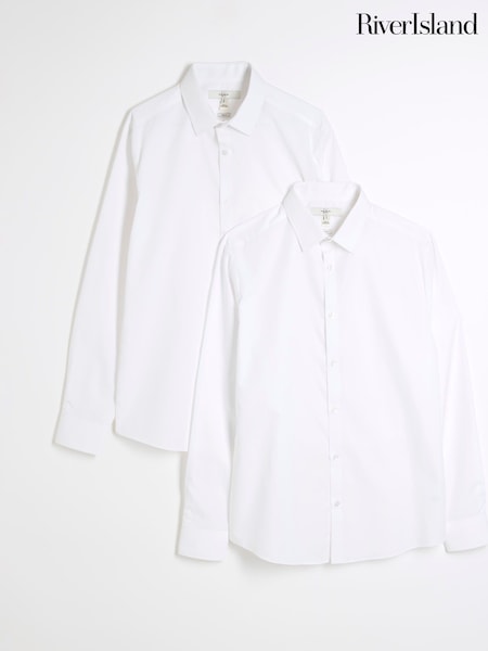 River Island White Slim Fit Shirts 2 Pack (F38094) | £44