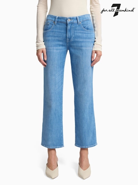 7 For All Mankind Blue Calie Straight Ankle Charleston Jeans (F38130) | £240