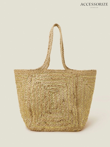 Accessorize Gold Jute Beach Bag (F38135) | £35