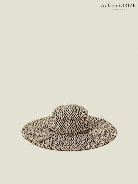 Accessorize Black Two Tone Floppy Straw Hat (F38151) | £30