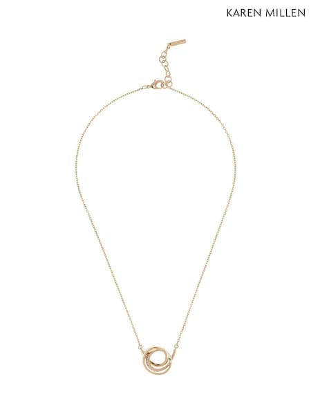 Karen Millen Gold Tone Crystal Ribbon Pendant Necklace (F38248) | £50