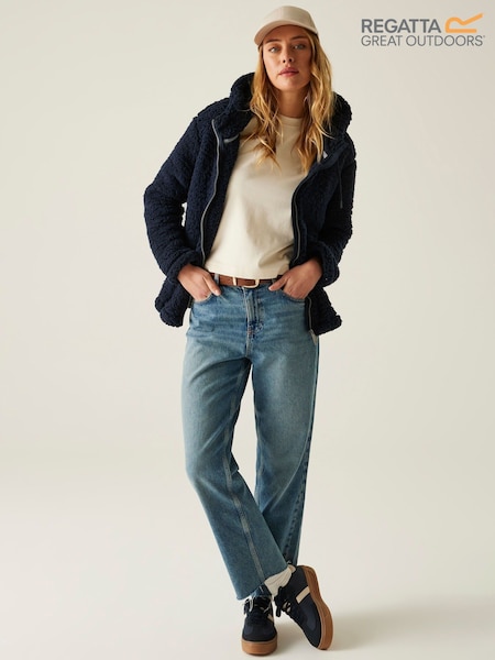 Regatta Blue Orielle Fluffy Fleece Hooded Full Zip (F38426) | £35