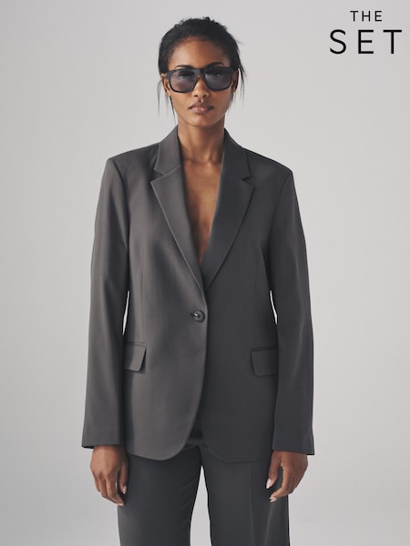 The Set Dark Grey Single Breasted Blazer (F38494) | £34