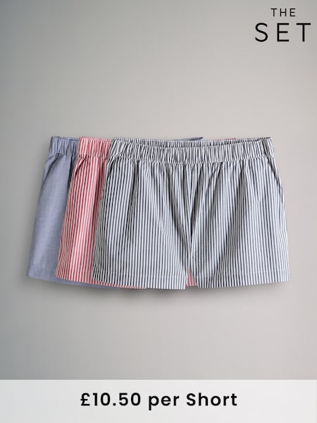 The Set Gingham/Navy Stripe/Red Stripe 3 Pack Boxers Style Short (F38526) | £31.50