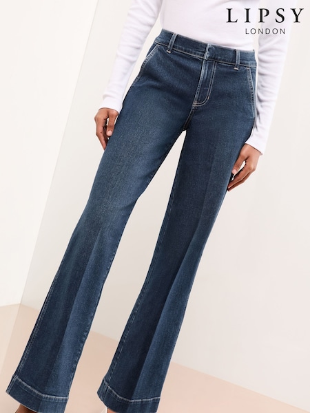 Lipsy Mid Wash Blue Tailored Wide Leg Jeans (F38634) | £52